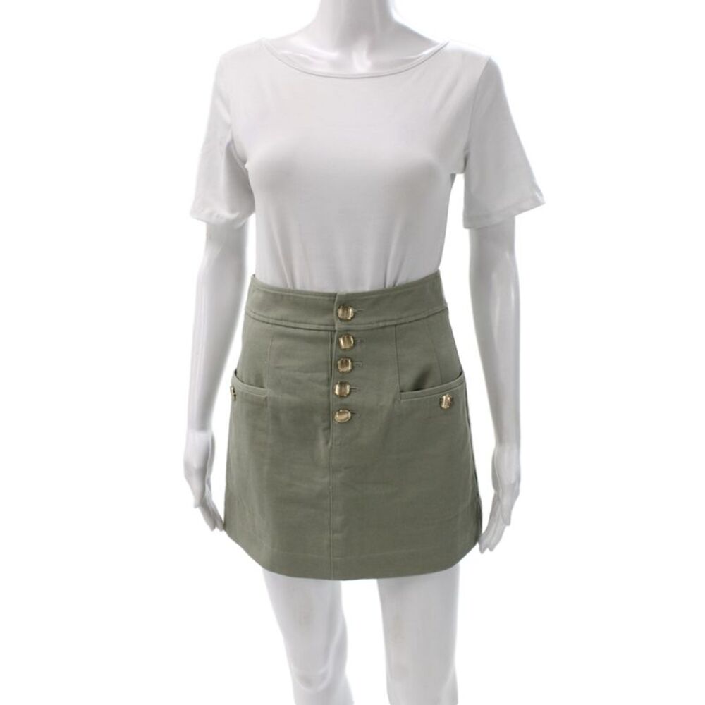 Intermix Women Green Mini Skirt Cotton Military Size 00